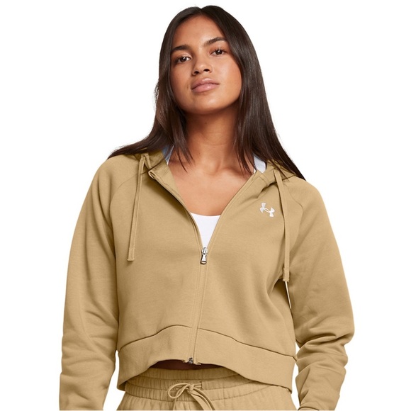 Under Armour Tops - Under Armour Cream Crop Hoodie Relaxed Fit